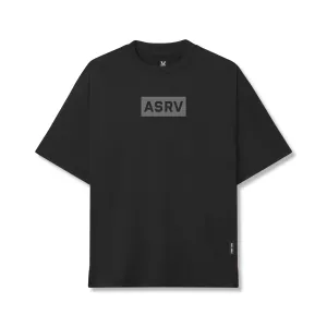 0822. AeroSilver Oversized Tee - Black "Box Logo" ASRV