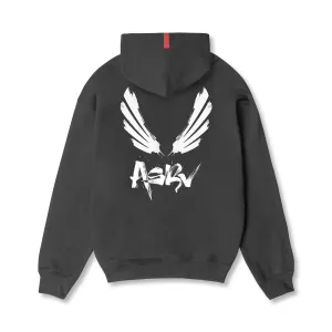 0874. Tech-Terry Zip Pocket Hoodie - Space Grey/White "Brush Wings/ASRV" ASRV