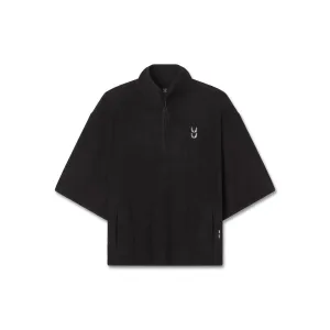 1057. Towel Terry Quarter Zip Oversized Tee - Black ASRV