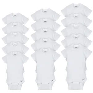 15-Pack Grow-With-Me White Short Sleeve Onesies Bodysuit Assorted Size Set Gerber Childrenswea