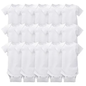 15-Pack White Onesies Bodysuits Bundle Gerber Childrenswea