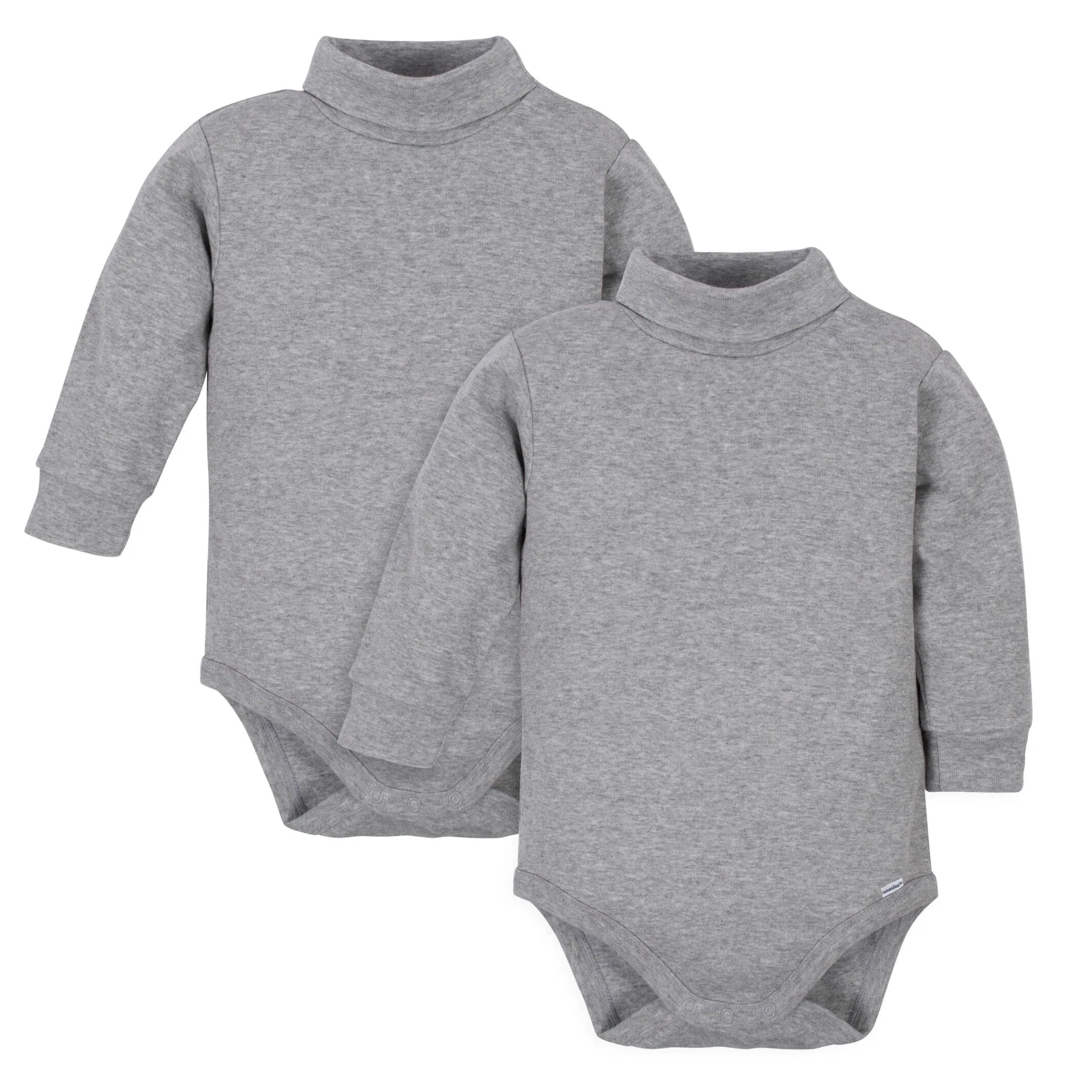 2-Pack Baby & Toddler Neutral Grey Heather Long Sleeve Turtleneck Onesies Bodysuits Gerber Childrenswea