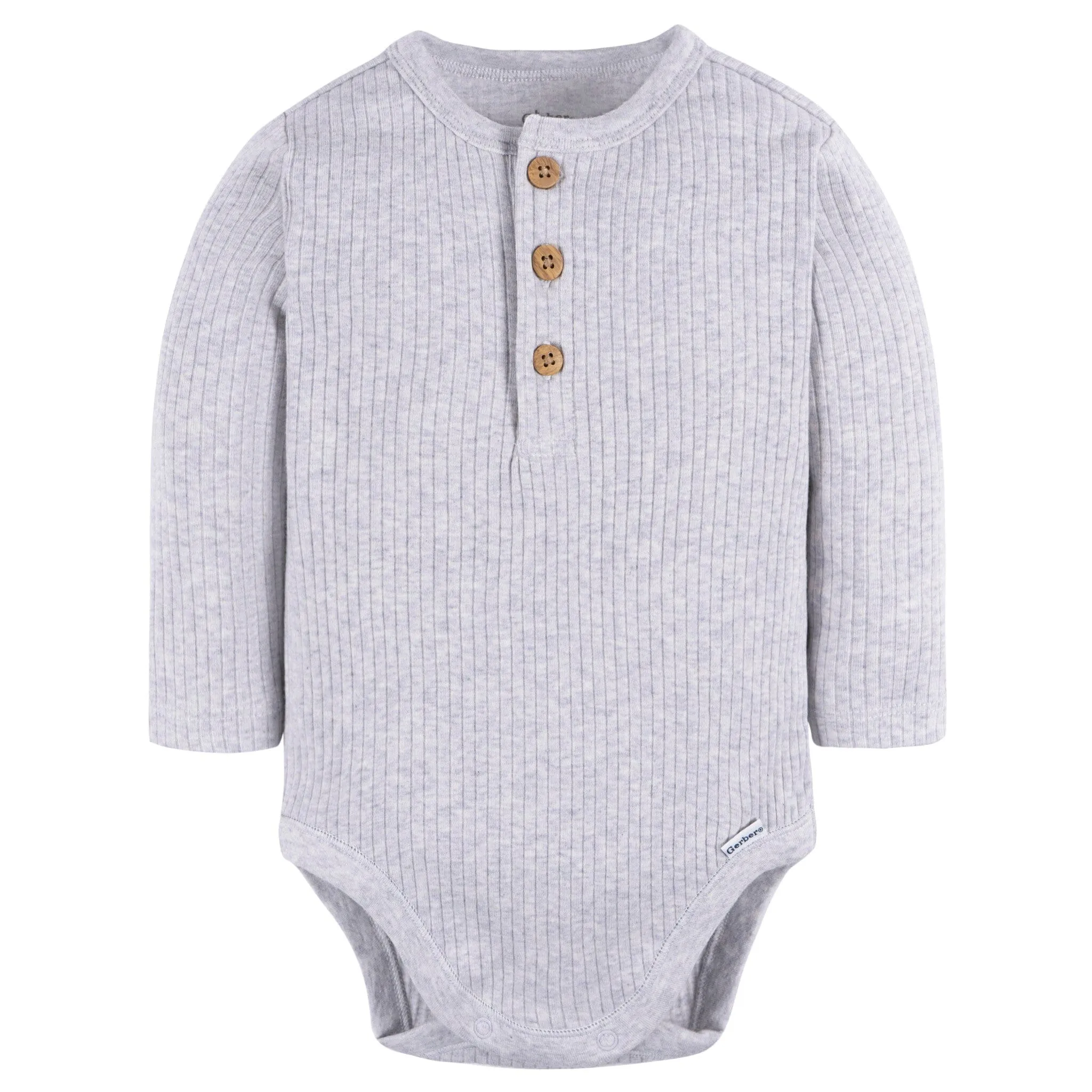 2-Pack Baby Boys Ivory & Grey Henley Onesies Bodysuits Gerber Childrenswea