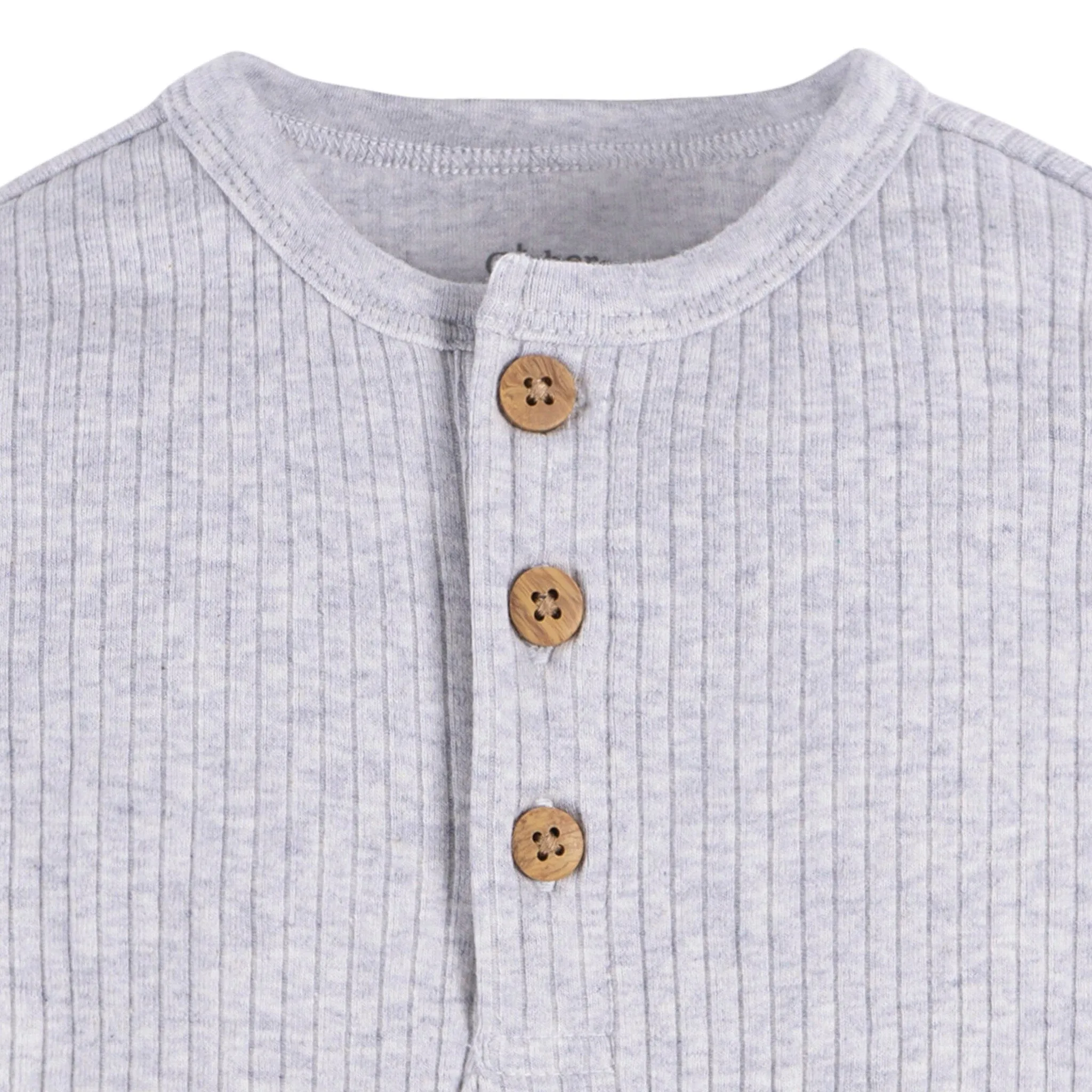 2-Pack Baby Boys Ivory & Grey Henley Onesies Bodysuits Gerber Childrenswea