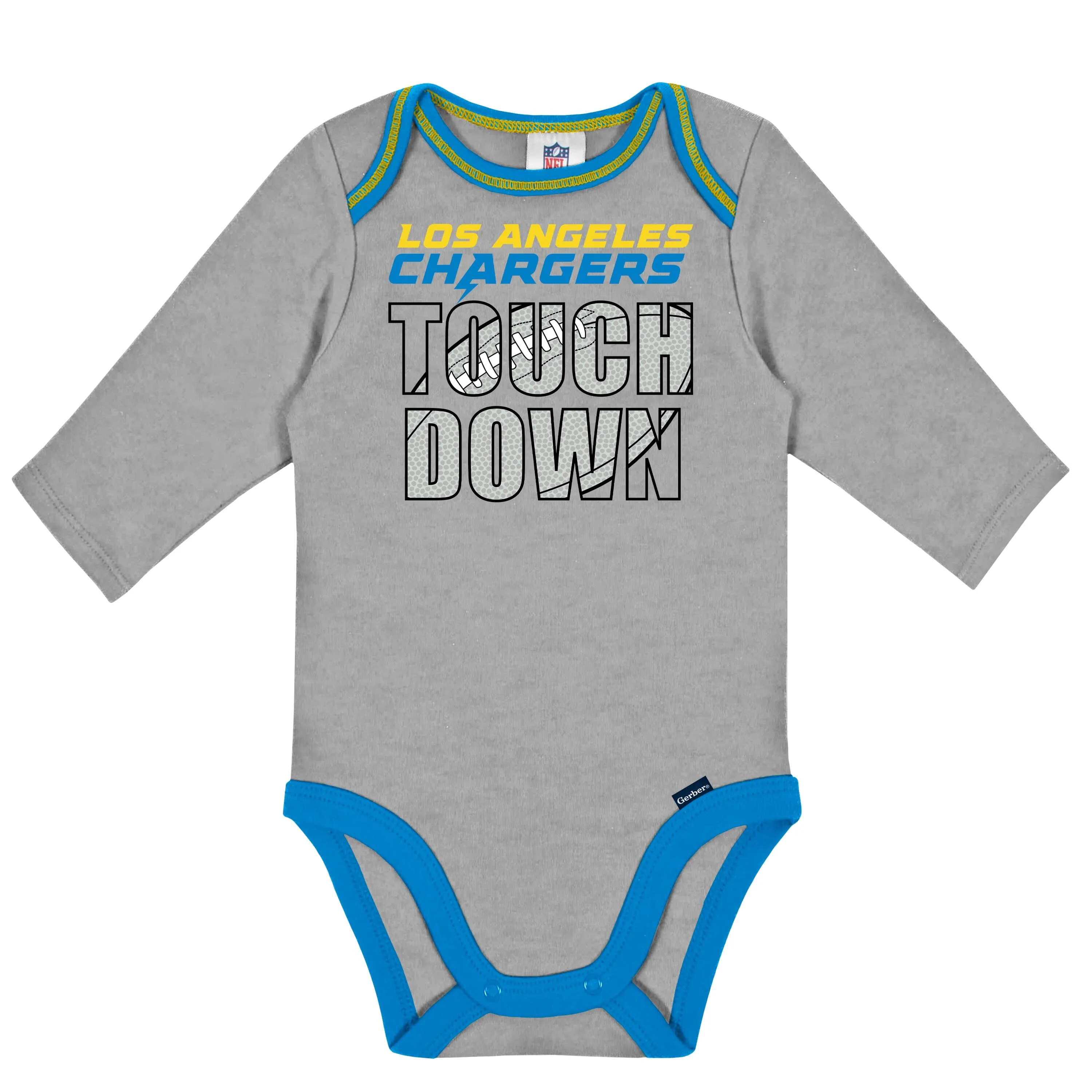 2-Pack Baby Boys Los Angeles Chargers Long Sleeve Bodysuits Gerber Childrenswea
