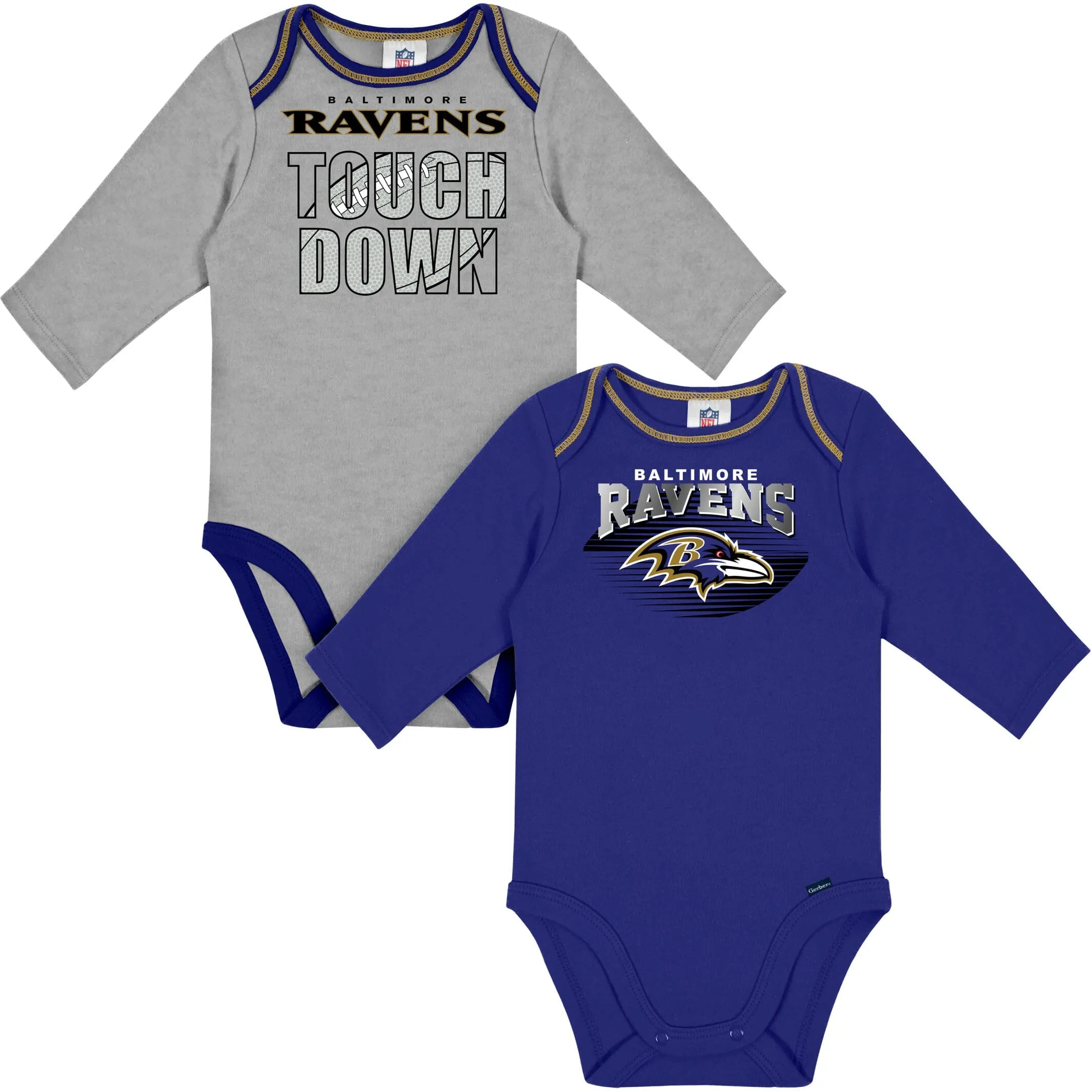2-Pack Baby Boys Ravens Long Sleeve Bodysuits Gerber Childrenswea
