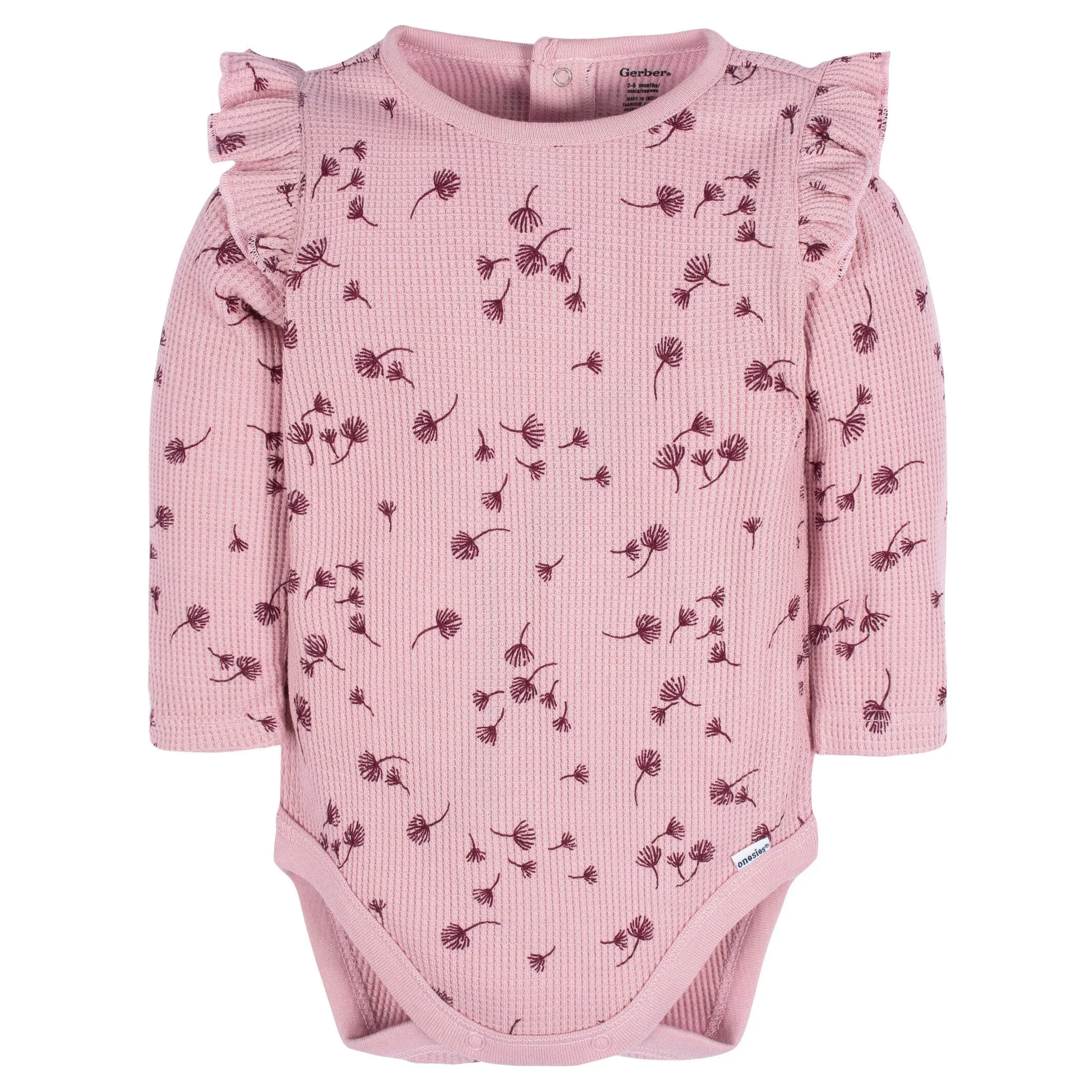 2-Pack Baby Girls Dandelions Long Sleeve Onesies Bodysuits Gerber Childrenswea