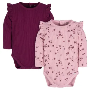 2-Pack Baby Girls Dandelions Long Sleeve Onesies Bodysuits Gerber Childrenswea