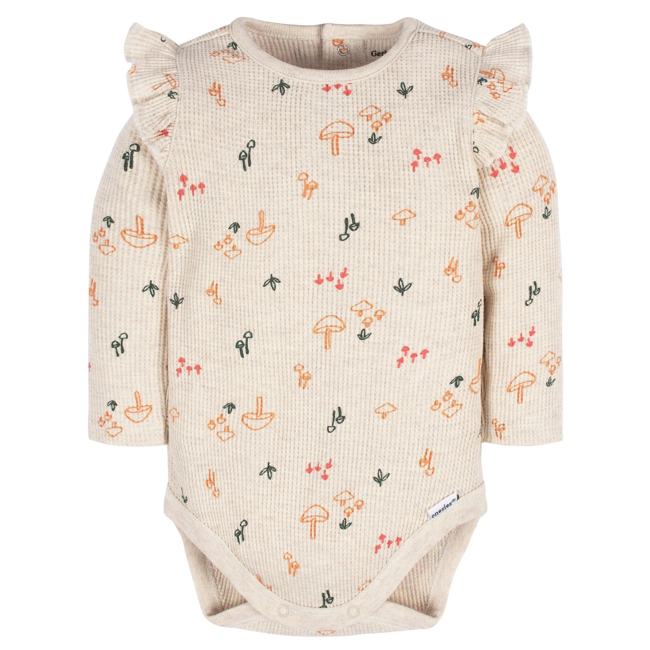 2-Pack Baby Girls Mushrooms Long Sleeve Onesies Bodysuits Gerber Childrenswea