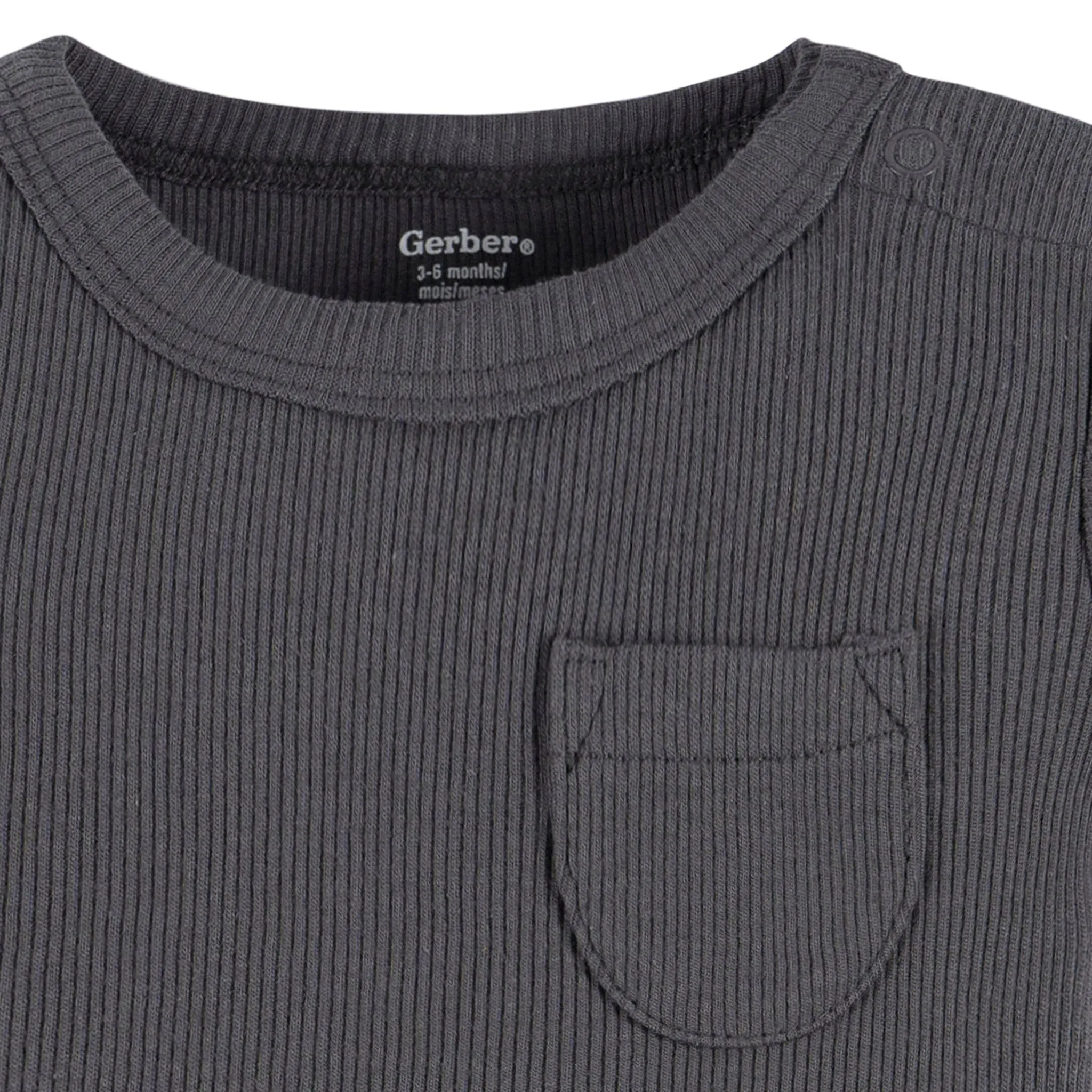 2-Piece Baby Boys Dark Grey Bodysuit and Shorts Set Gerber Childrenswea