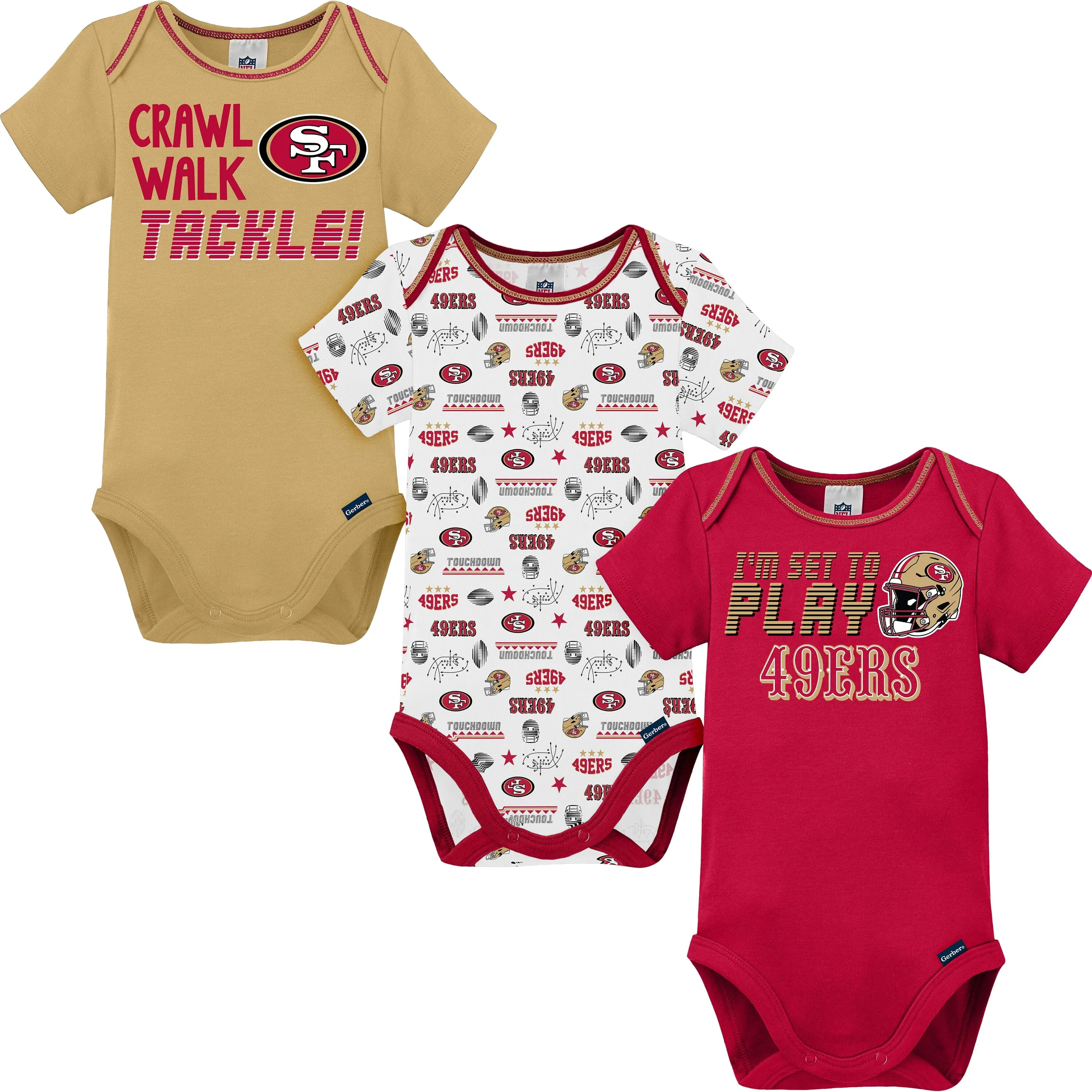3-Pack Baby Boys 49ers Short Sleeve Bodysuits Gerber Childrenswea