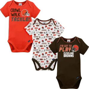 3-Pack Baby Boys Browns Short Sleeve Bodysuits Gerber Childrenswea