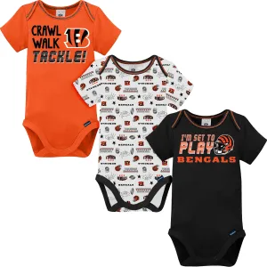 3-Pack Baby Boys Cincinnati Bengals Short Sleeve Bodysuits Gerber Childrenswea