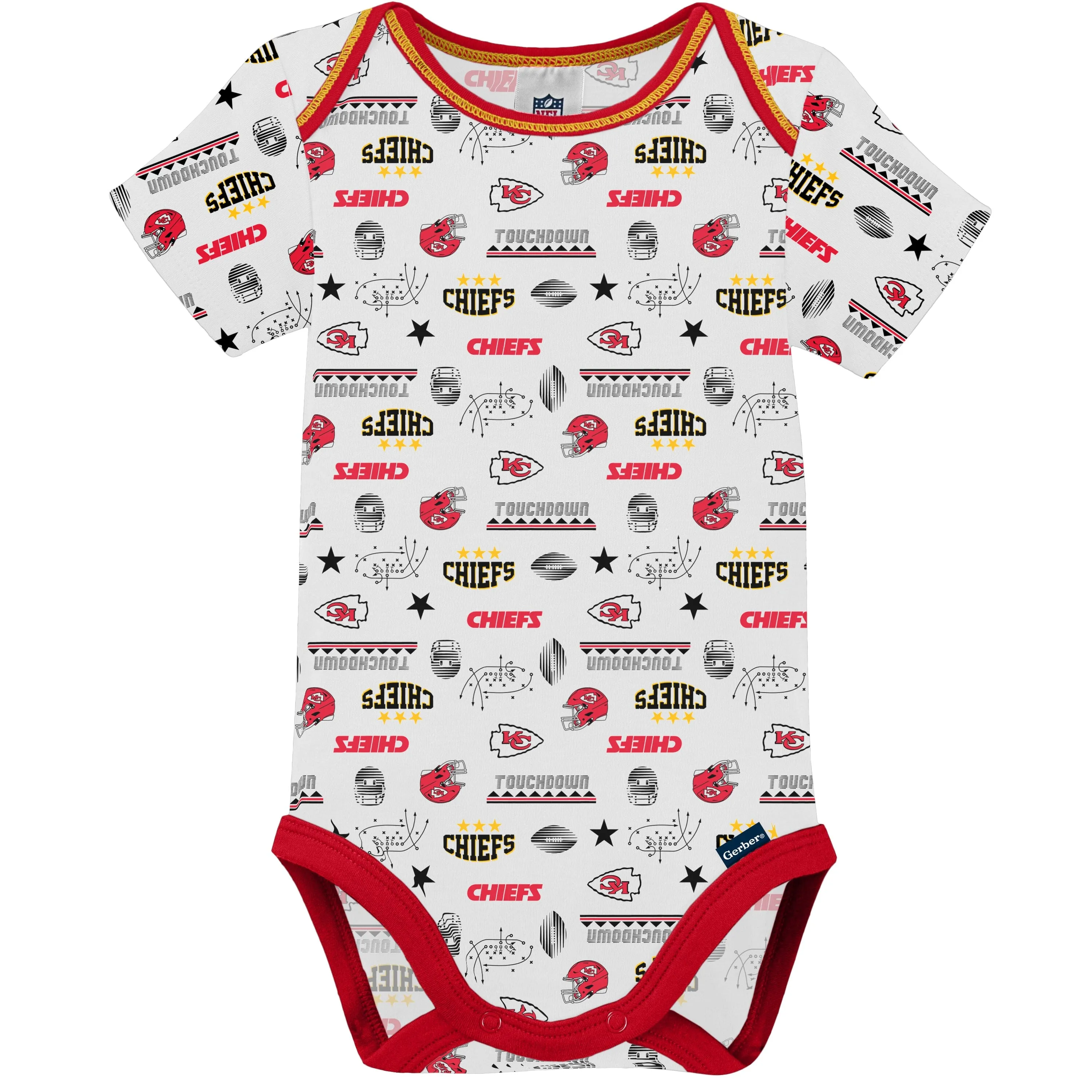 3-Pack Baby Boys Kansas City Chiefs Short Sleeve Bodysuits Gerber Childrenswea