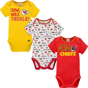 3-Pack Baby Boys Kansas City Chiefs Short Sleeve Bodysuits Gerber Childrenswea