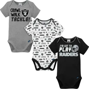 3-Pack Baby Boys Las Vegas Raiders Short Sleeve Bodysuits Gerber Childrenswea