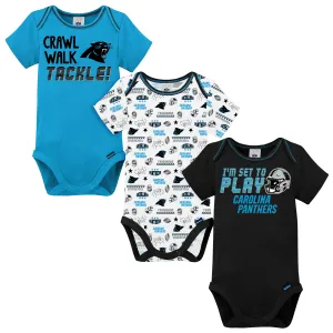3-Pack Baby Boys Panthers Short Sleeve Bodysuits Gerber Childrenswea