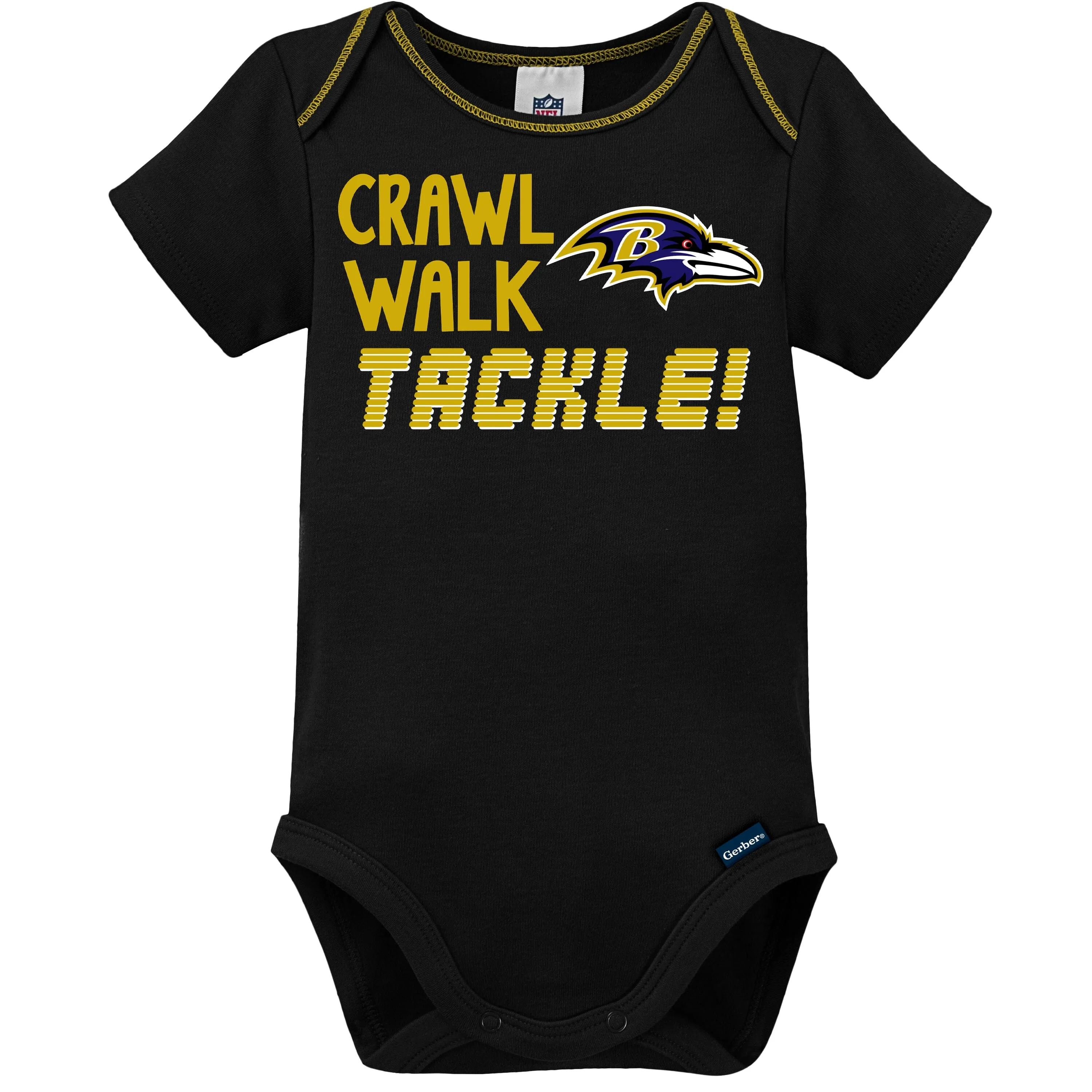 3-Pack Baby Boys Ravens Short Sleeve Bodysuits Gerber Childrenswea