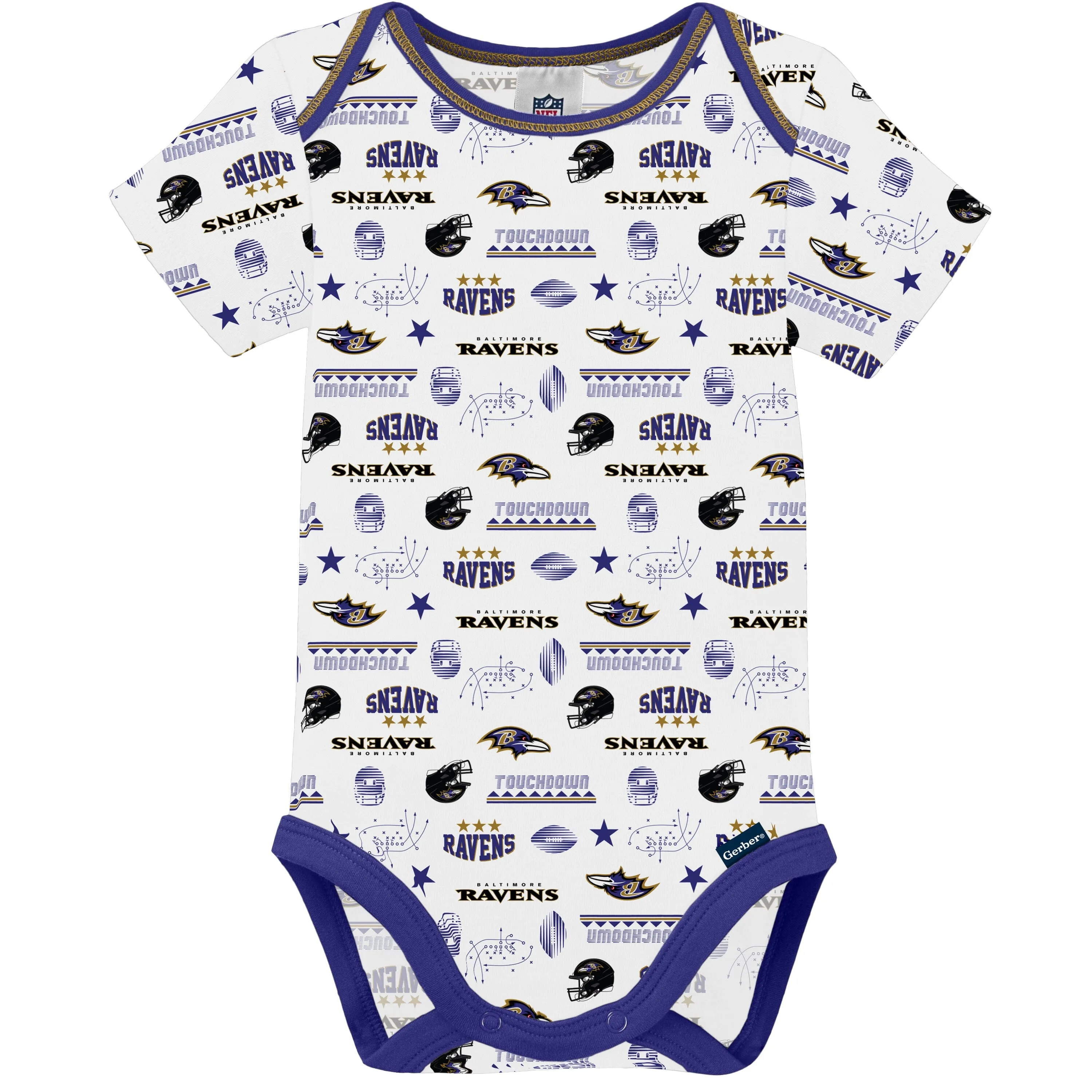 3-Pack Baby Boys Ravens Short Sleeve Bodysuits Gerber Childrenswea