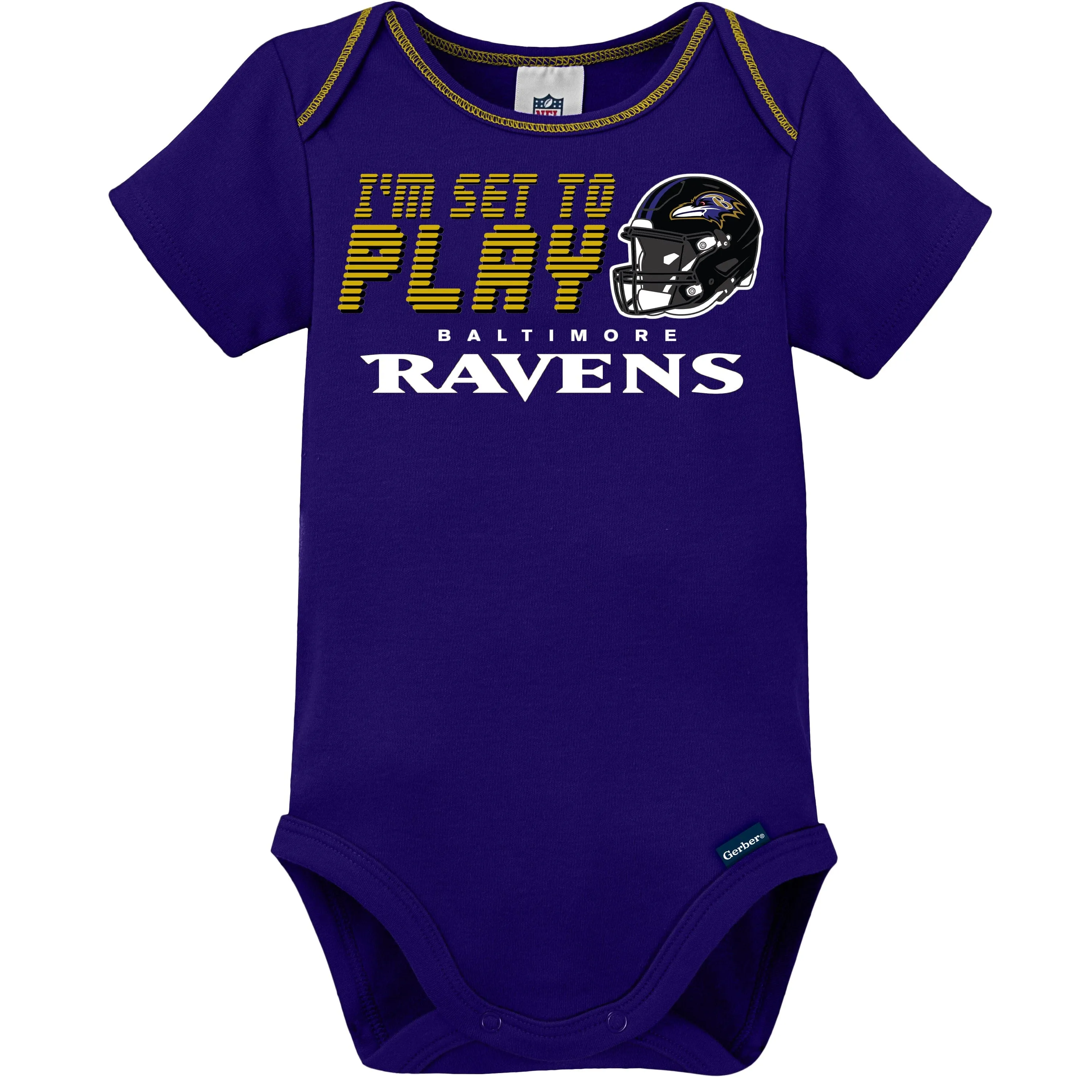 3-Pack Baby Boys Ravens Short Sleeve Bodysuits Gerber Childrenswea