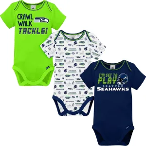 3-Pack Baby Boys Seahawks Short Sleeve Bodysuits Gerber Childrenswea