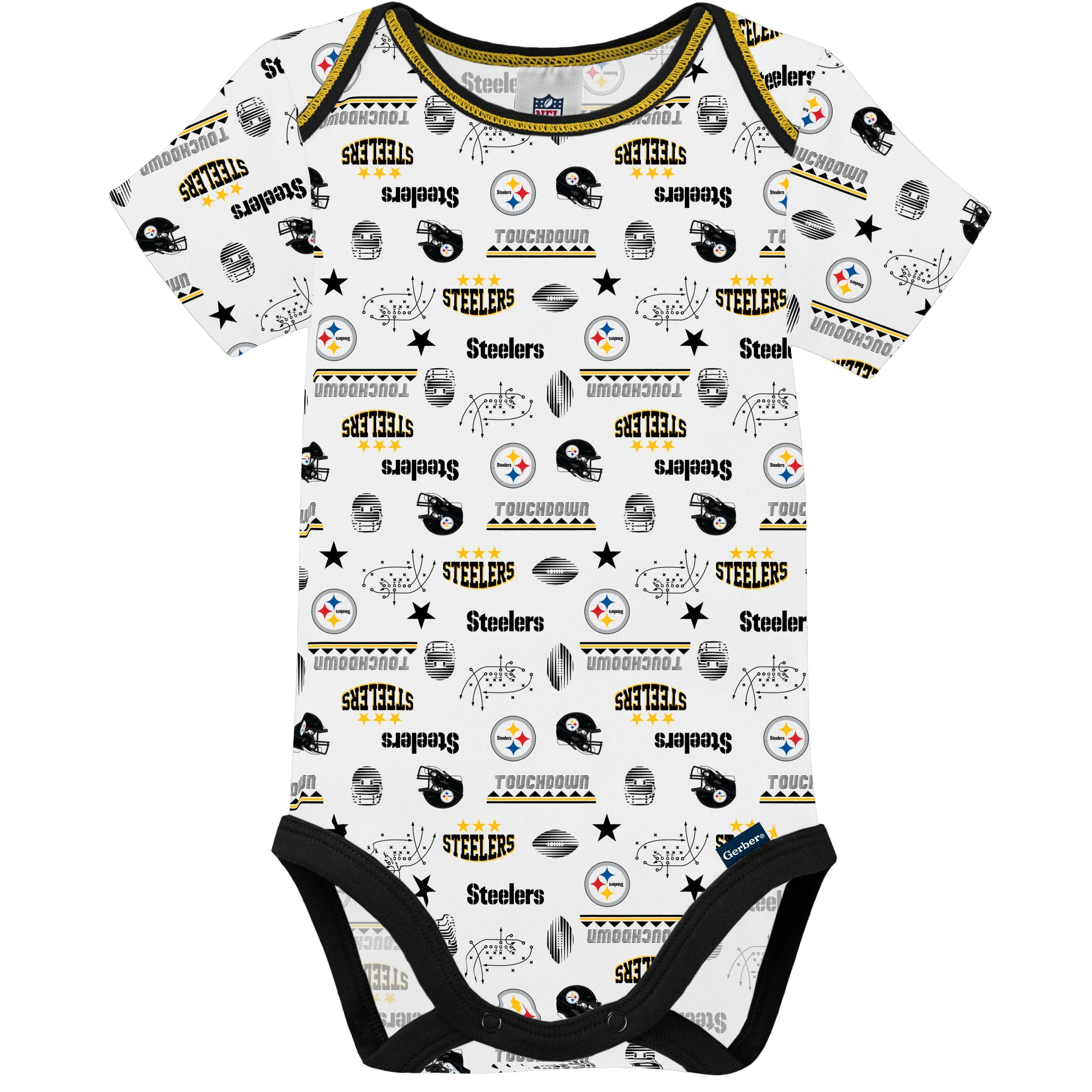 3-Pack Baby Boys Steelers Short Sleeve Bodysuits Gerber Childrenswea