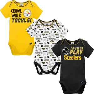 3-Pack Baby Boys Steelers Short Sleeve Bodysuits Gerber Childrenswea