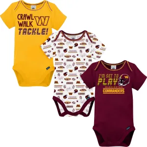 3-Pack Baby Boys Washington Commanders Short Sleeve Bodysuits Gerber Childrenswea