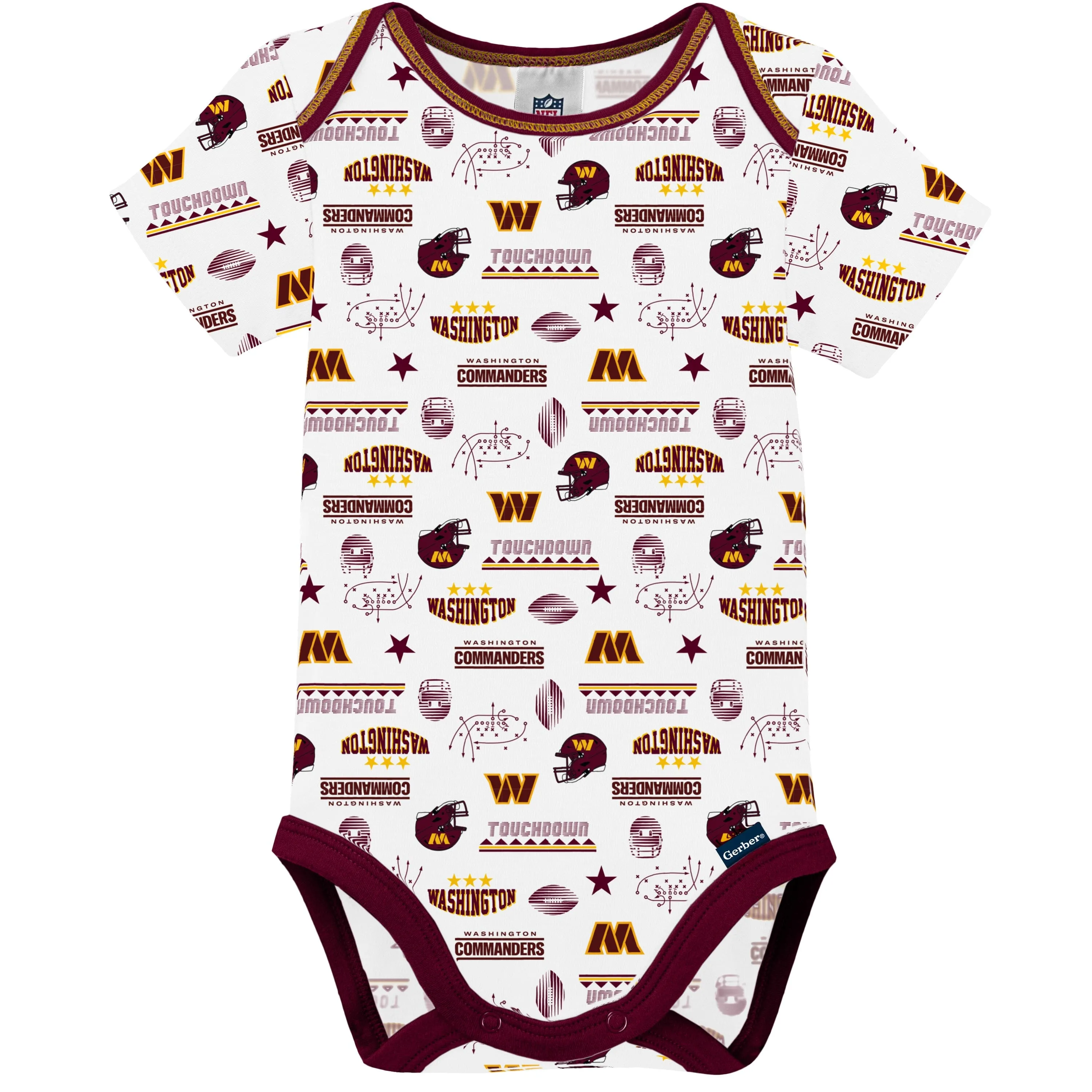 3-Pack Baby Boys Washington Commanders Short Sleeve Bodysuits Gerber Childrenswea