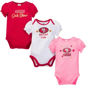 3-Pack Baby Girls 49ers Short Sleeve Bodysuits Gerber Childrenswea