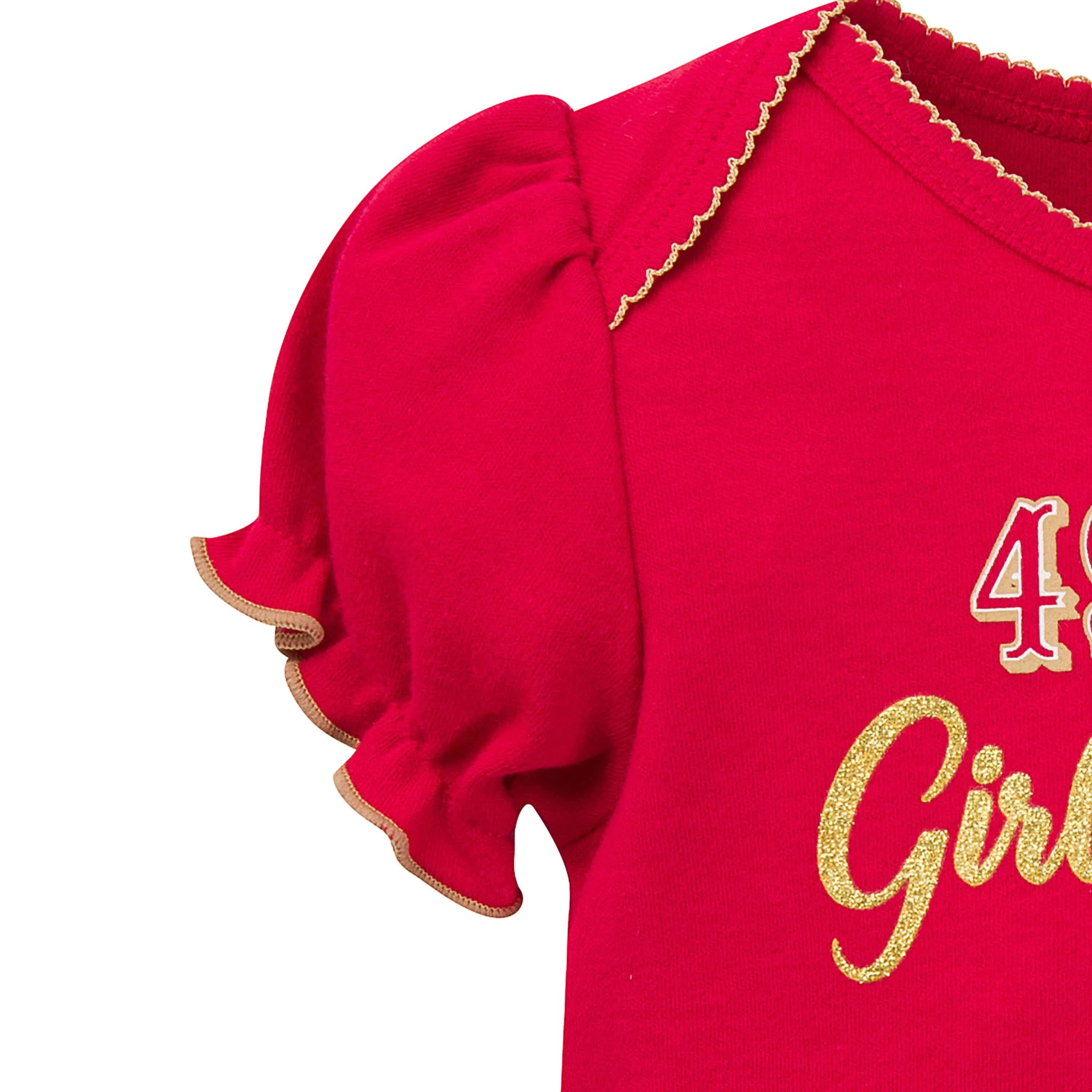 3-Pack Baby Girls 49ers Short Sleeve Bodysuits Gerber Childrenswea