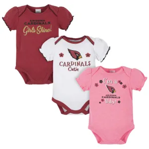 3-Pack Baby Girls Arizona Cardinals Short Sleeve Bodysuits Gerber Childrenswea