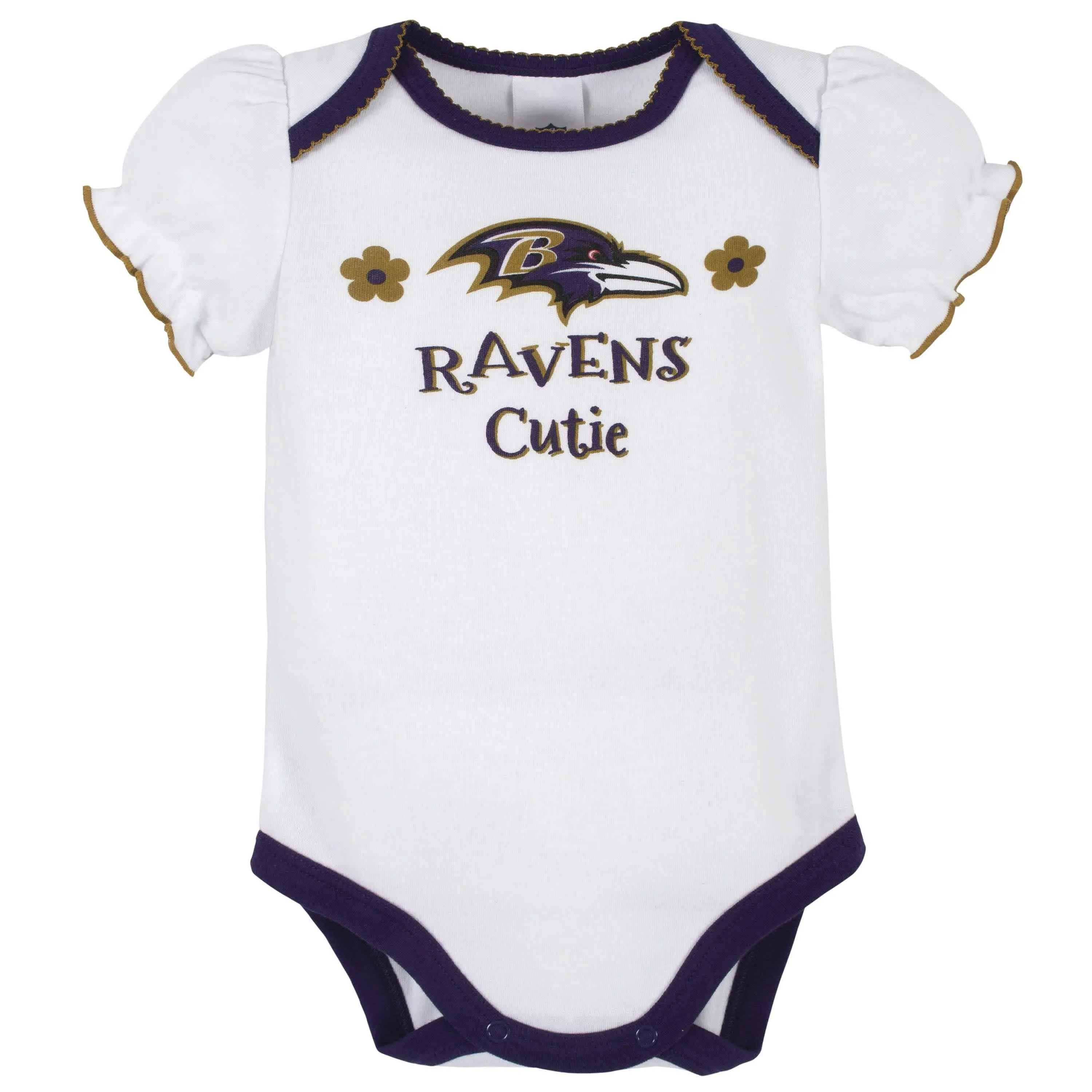3-Pack Baby Girls Baltimore Ravens Short Sleeve Bodysuits Gerber Childrenswea