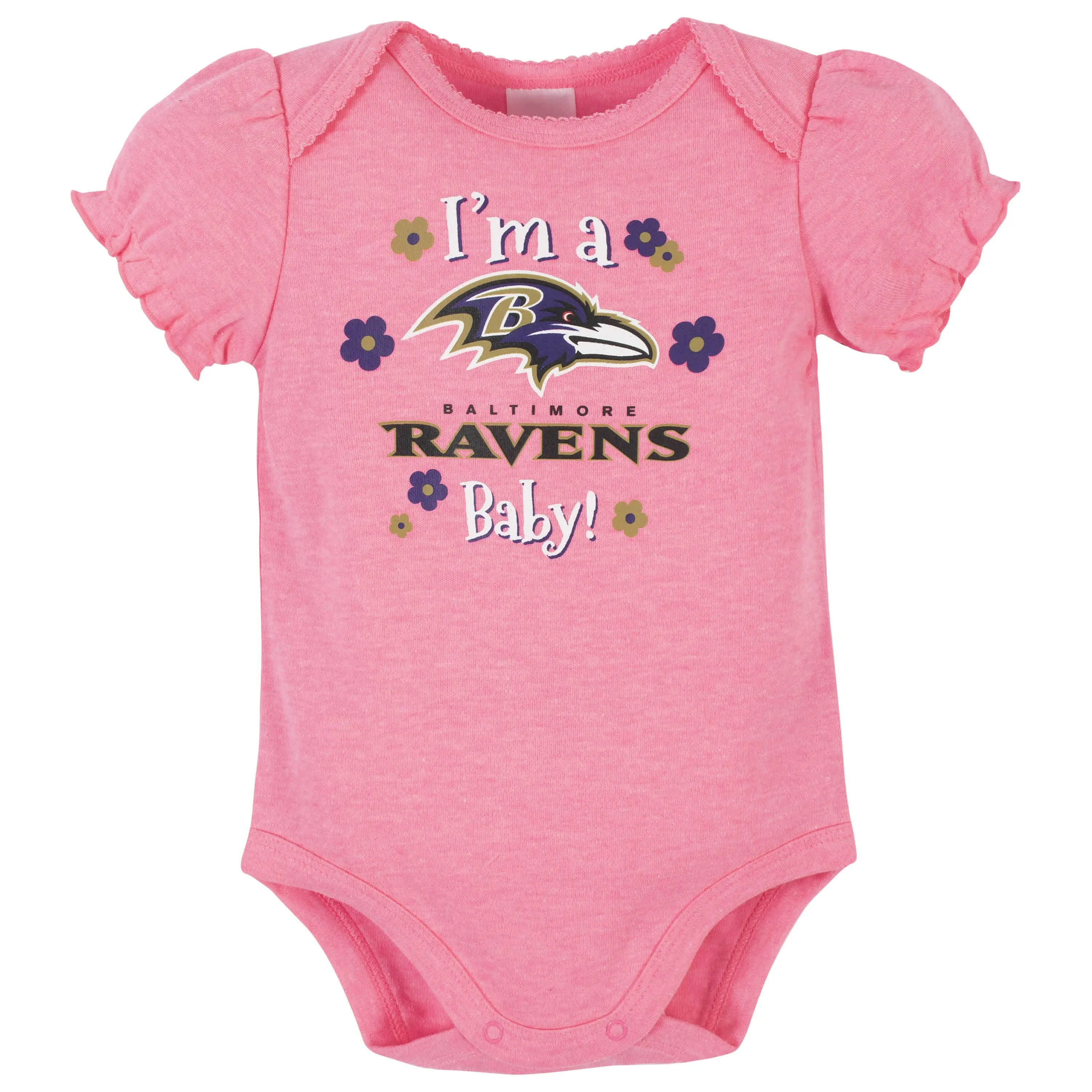 3-Pack Baby Girls Baltimore Ravens Short Sleeve Bodysuits Gerber Childrenswea