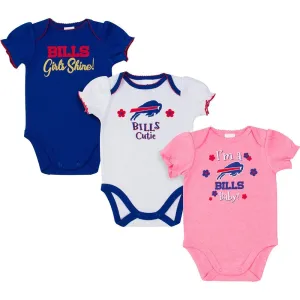 3-Pack Baby Girls Buffalo Bills Short Sleeve Bodysuits Gerber Childrenswea