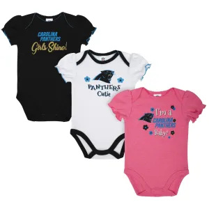 3-Pack Baby Girls Carolina Panthers Short Sleeve Bodysuits Gerber Childrenswea