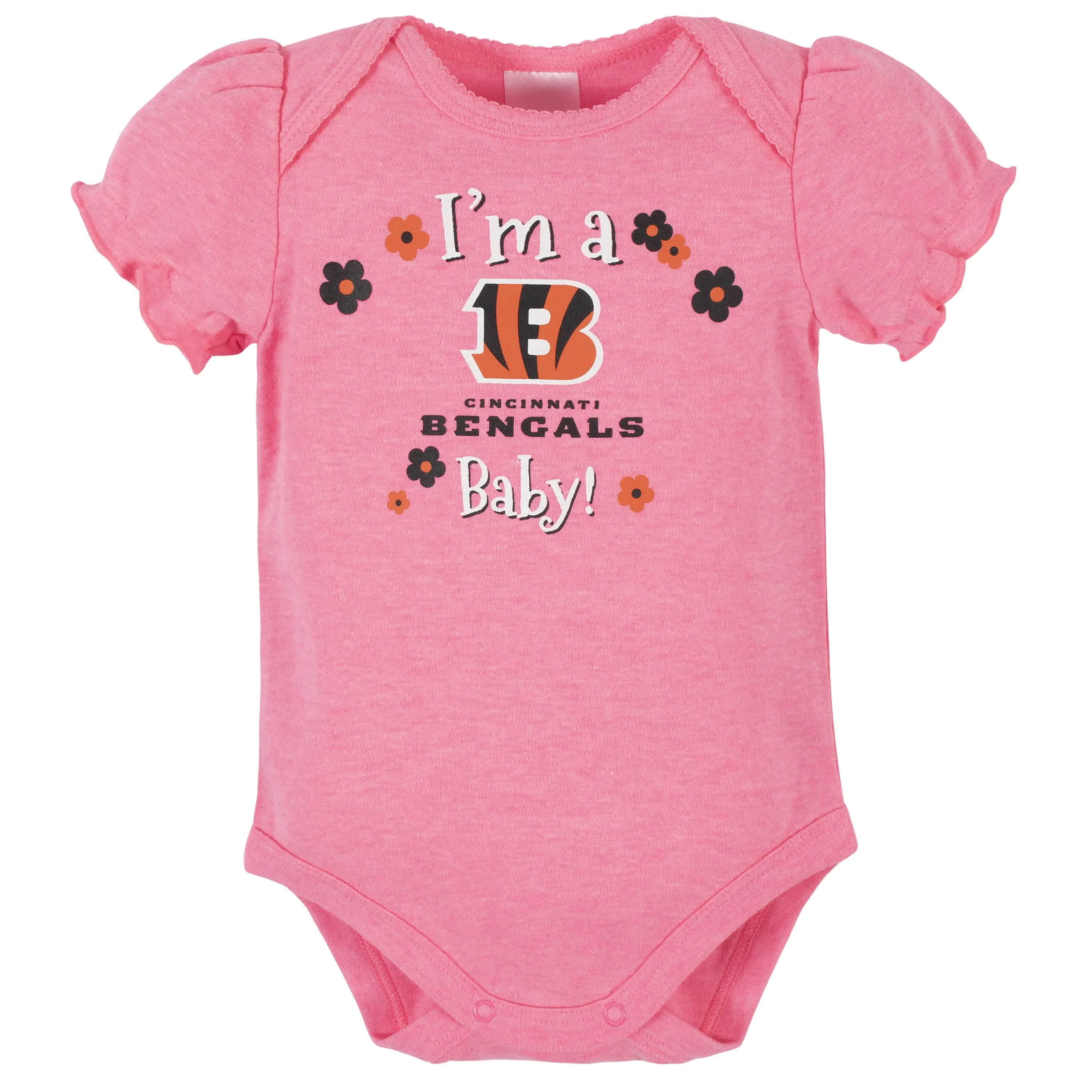3-Pack Baby Girls Cincinnati Bengals Short Sleeve Bodysuits Gerber Childrenswea