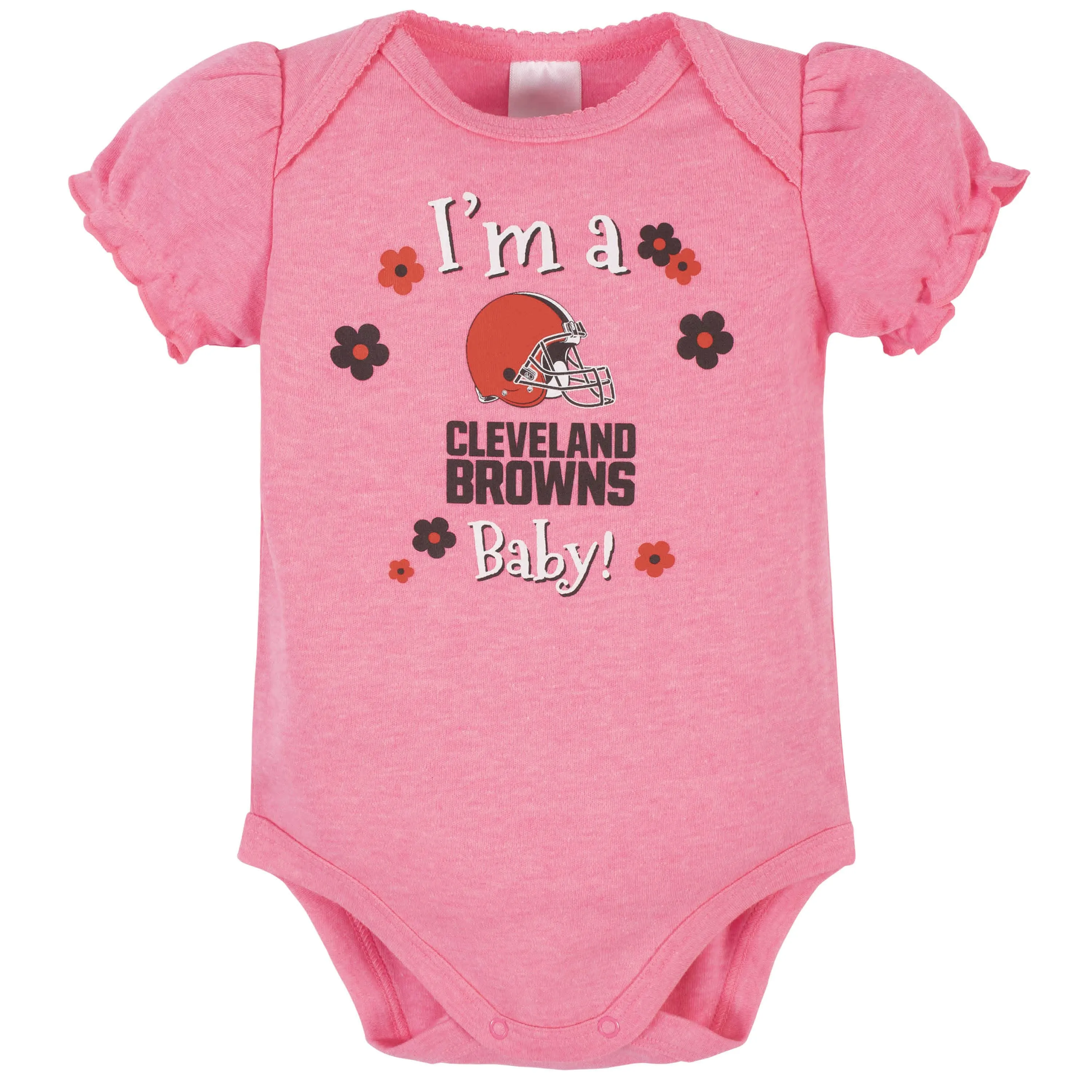 3-Pack Baby Girls Cleveland Browns Short Sleeve Bodysuits Gerber Childrenswea