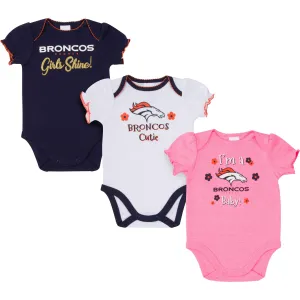 3-Pack Baby Girls Denver Broncos Short Sleeve Bodysuits Gerber Childrenswea