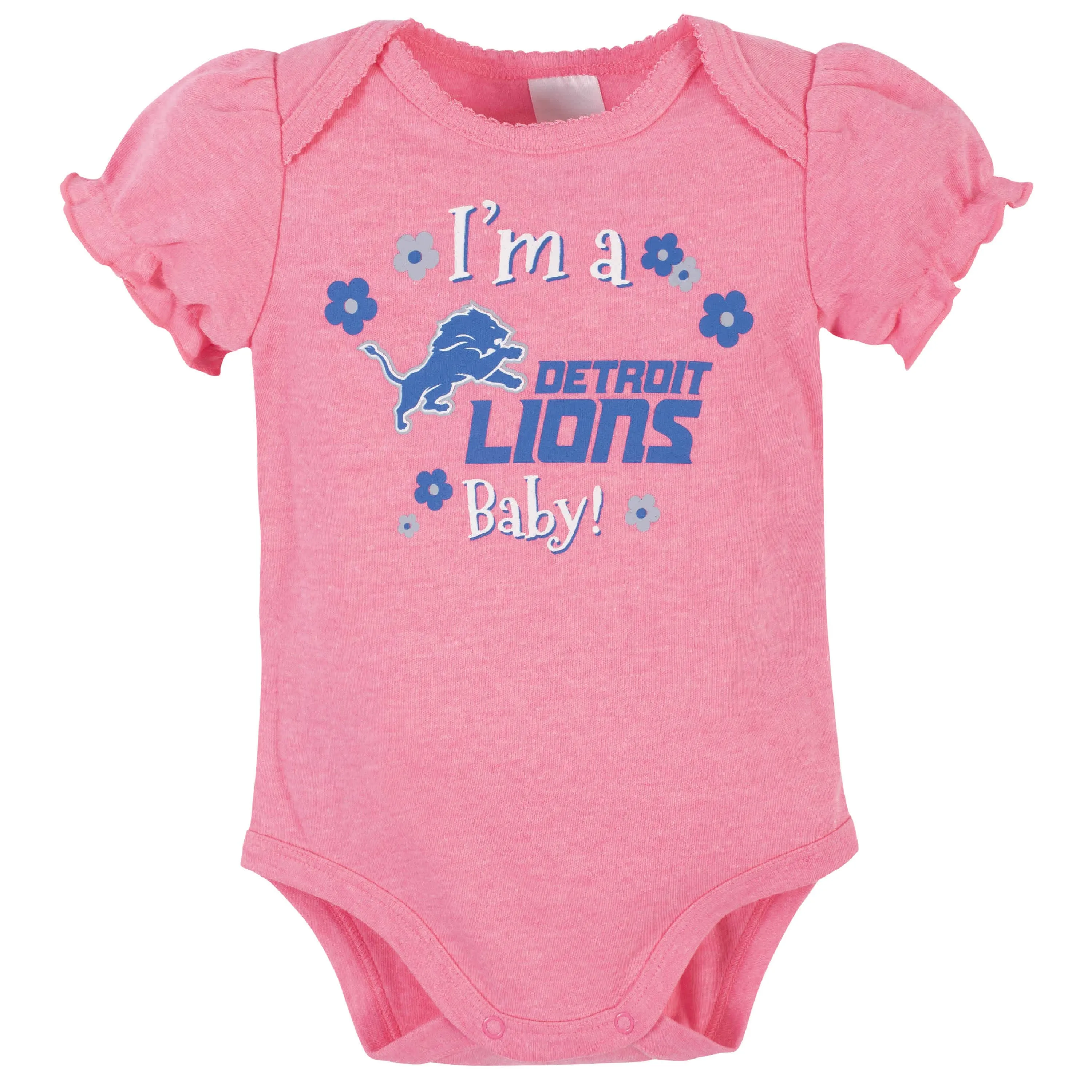 3-Pack Baby Girls Detroit Lions Short Sleeve Bodysuits Gerber Childrenswea