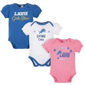 3-Pack Baby Girls Detroit Lions Short Sleeve Bodysuits Gerber Childrenswea