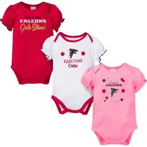 3-Pack Baby Girls Falcons Short Sleeve Bodysuits Gerber Childrenswea