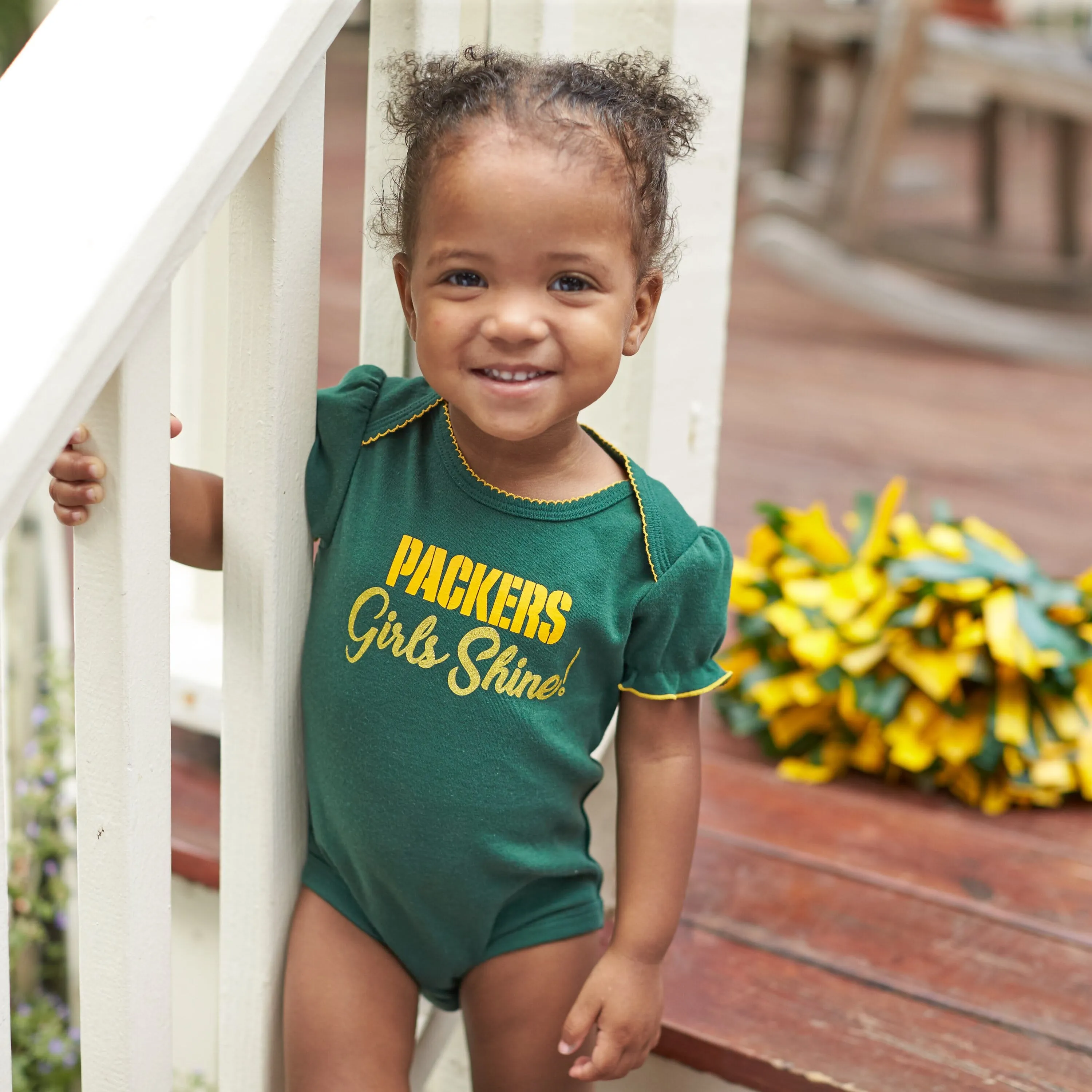 3-Pack Baby Girls Green Bay Packers Short Sleeve Bodysuits Gerber Childrenswea