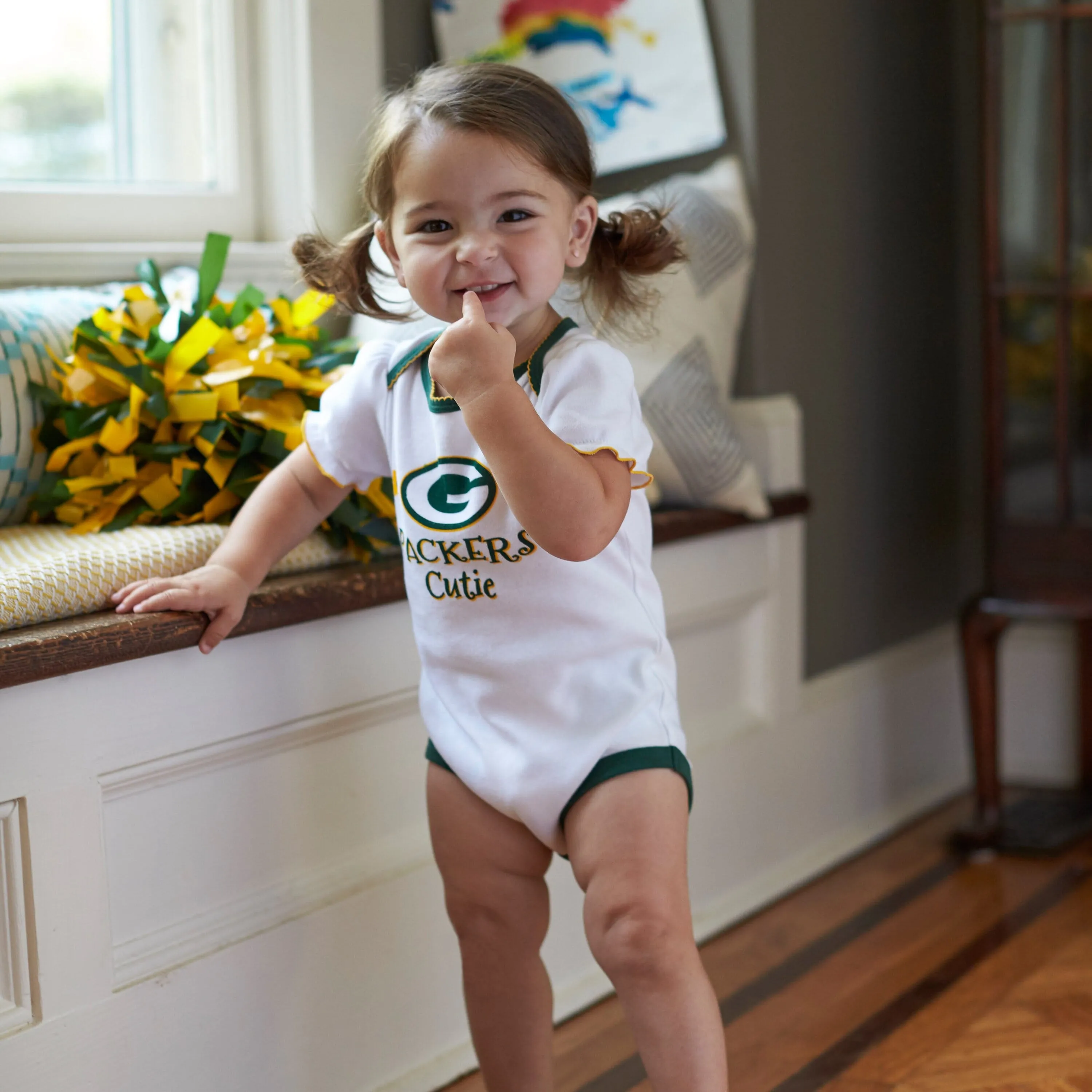 3-Pack Baby Girls Green Bay Packers Short Sleeve Bodysuits Gerber Childrenswea