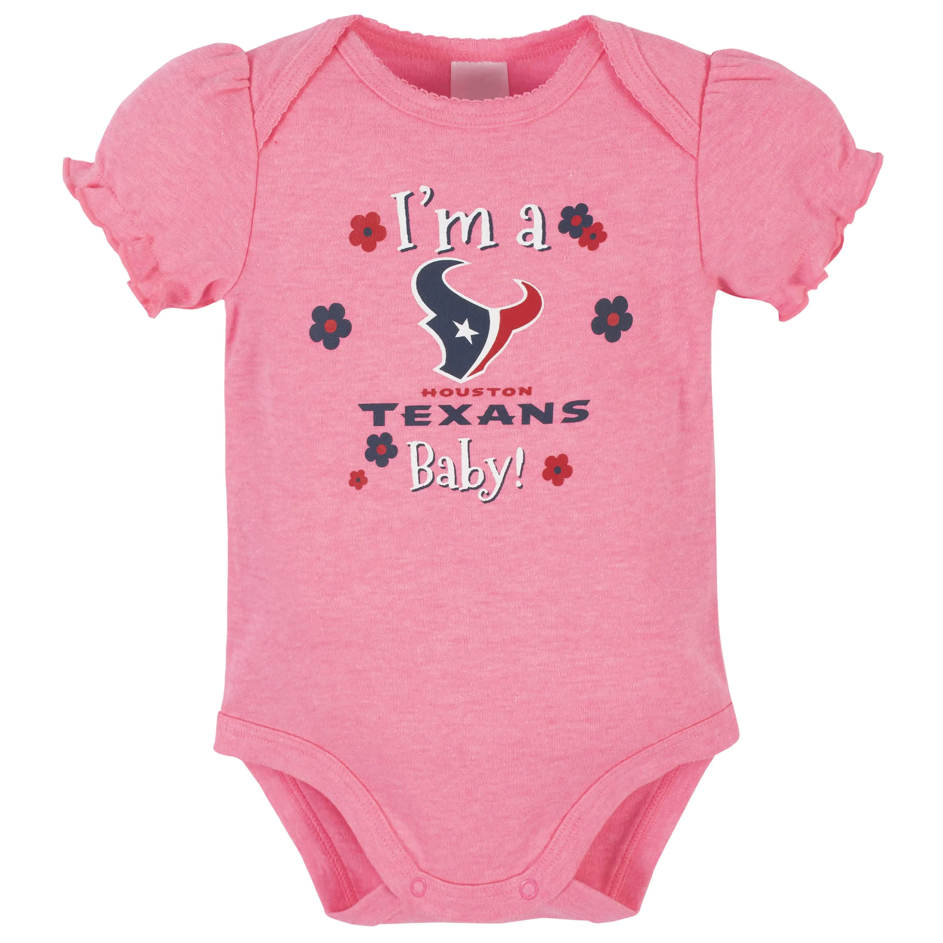 3-Pack Baby Girls Houston Texans Short Sleeve Bodysuits Gerber Childrenswea