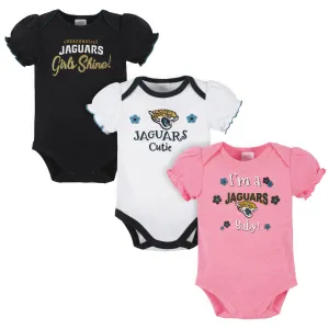3-Pack Baby Girls Jacksonville Jaguars Short Sleeve Bodysuits Gerber Childrenswea