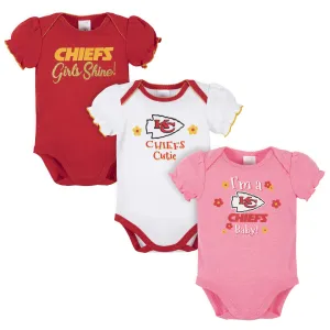 3-Pack Baby Girls Kansas City Chiefs Short Sleeve Bodysuits Gerber Childrenswea
