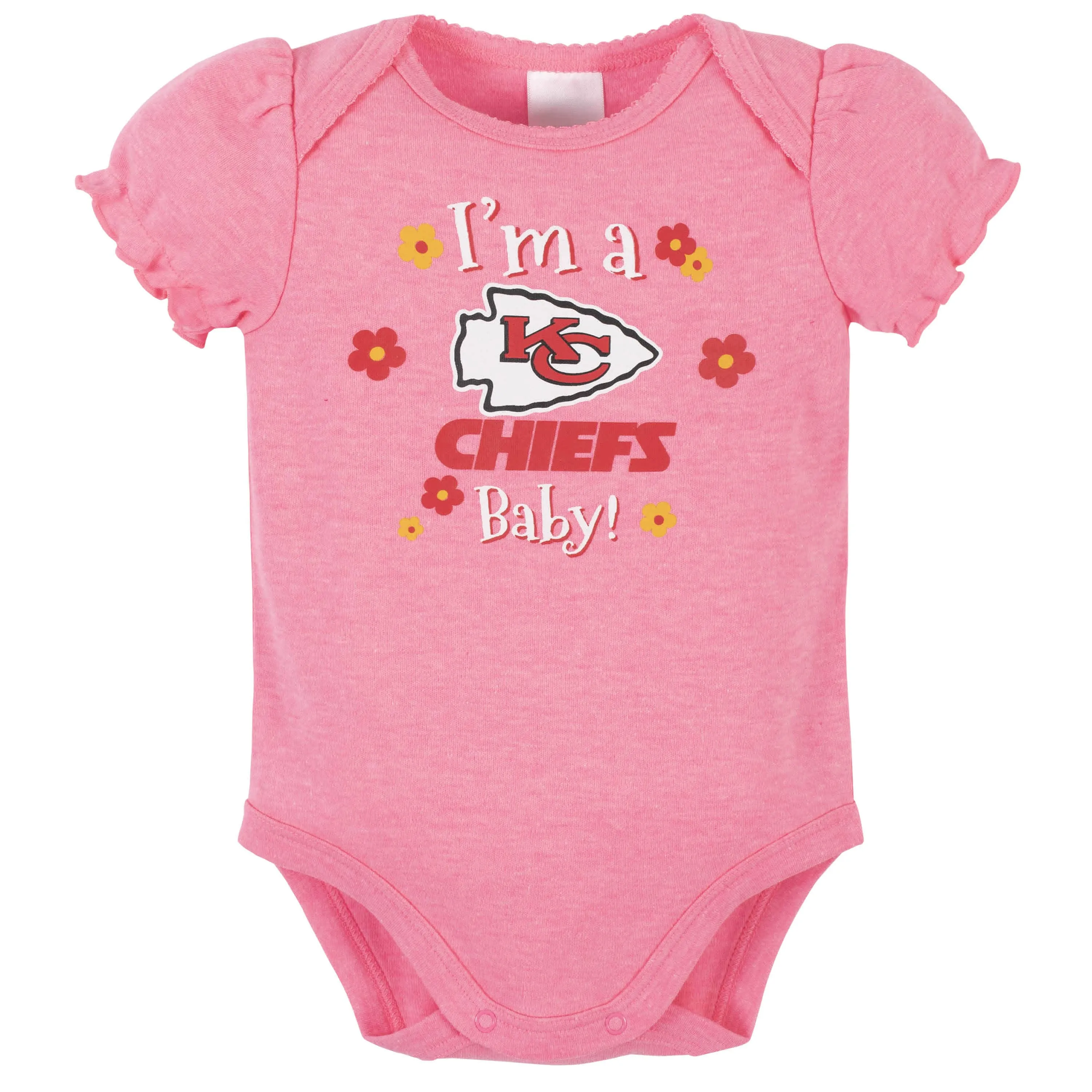 3-Pack Baby Girls Kansas City Chiefs Short Sleeve Bodysuits Gerber Childrenswea