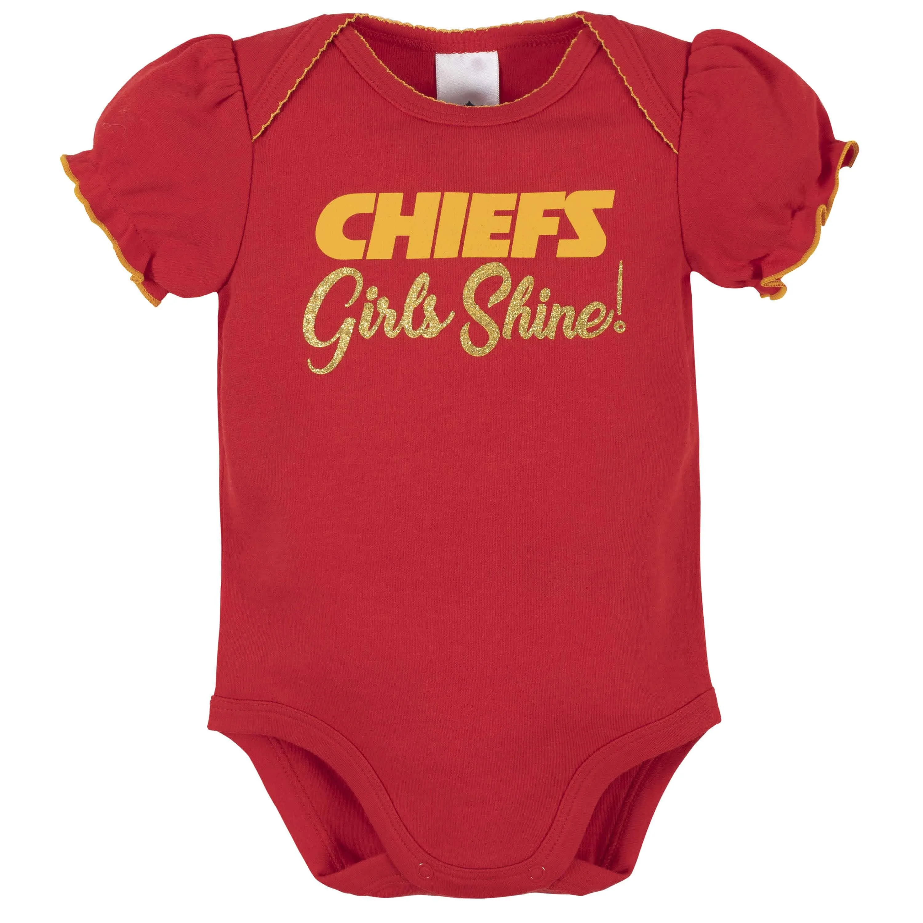 3-Pack Baby Girls Kansas City Chiefs Short Sleeve Bodysuits Gerber Childrenswea