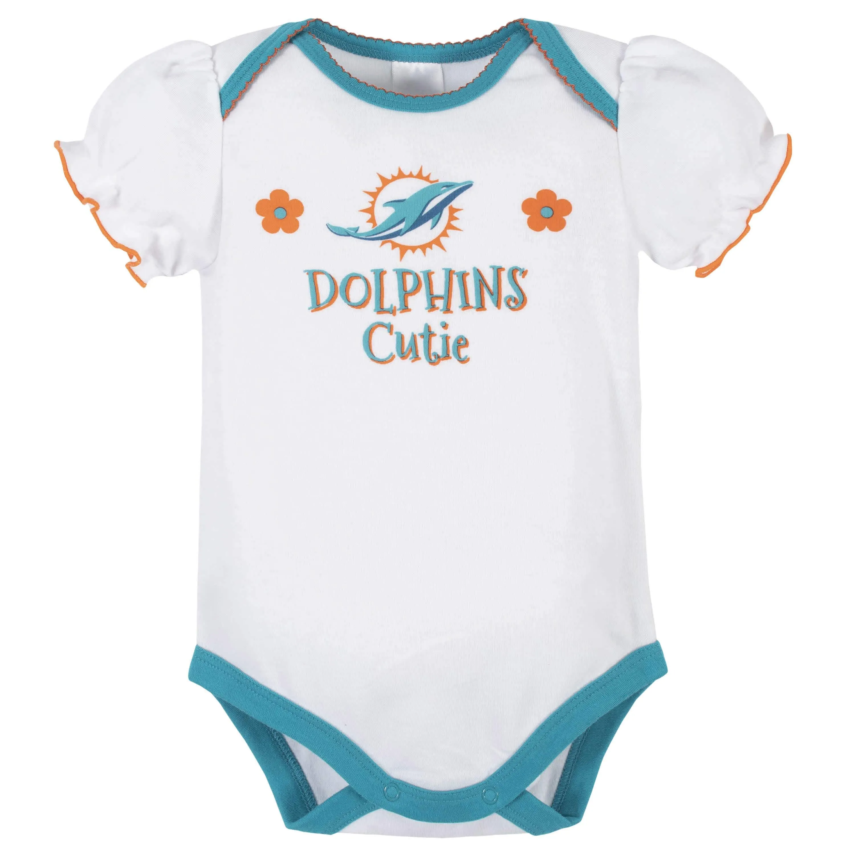 3-Pack Baby Girls Miami Dolphins Short Sleeve Bodysuits Gerber Childrenswea